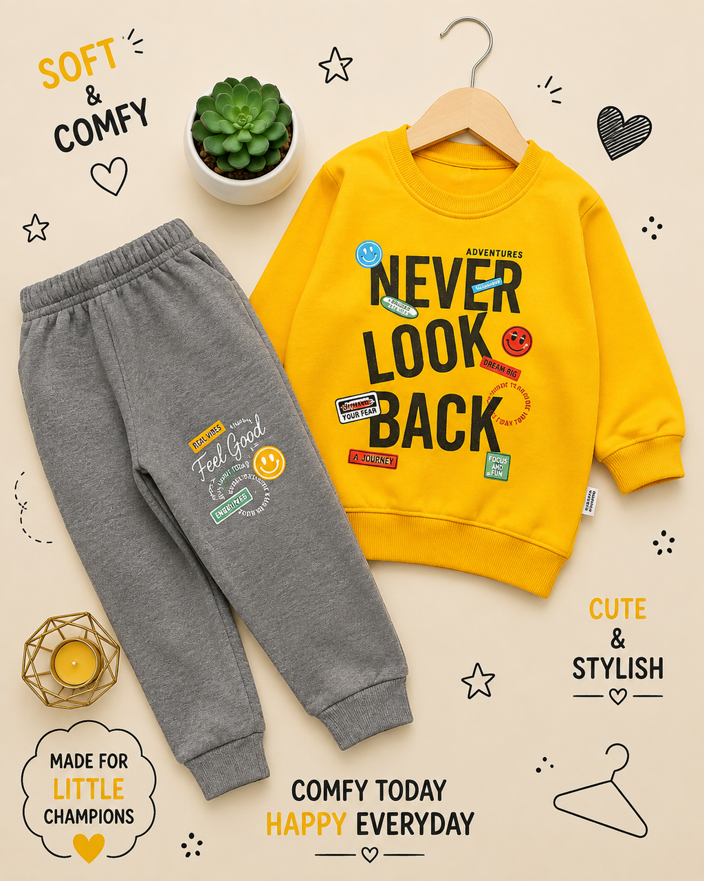 🚀 Never Look Back Kids Winter Sweatshirt & Jogger Set