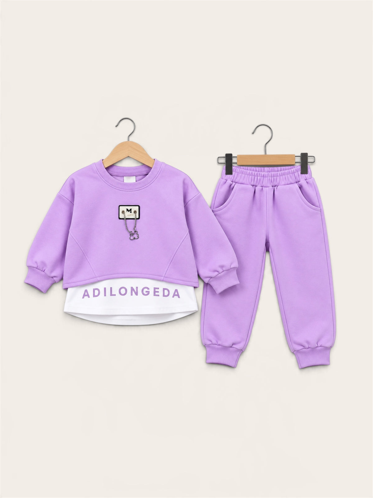 Girls Premium Layered Sweatshirt & Jogger Set 3 Piece
