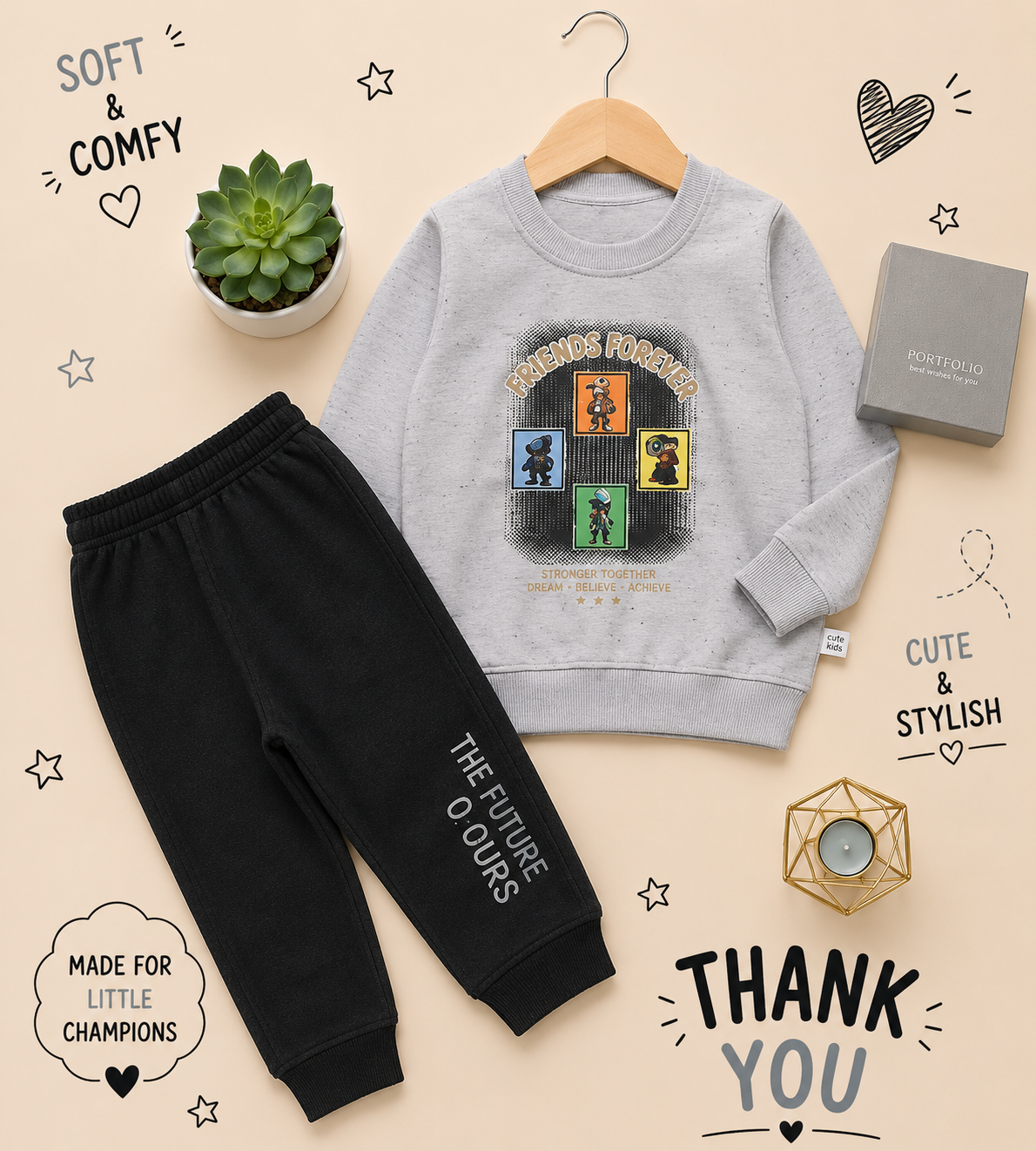 ⭐ Friends Forever Kids Winter Sweatshirt & Jogger Set
