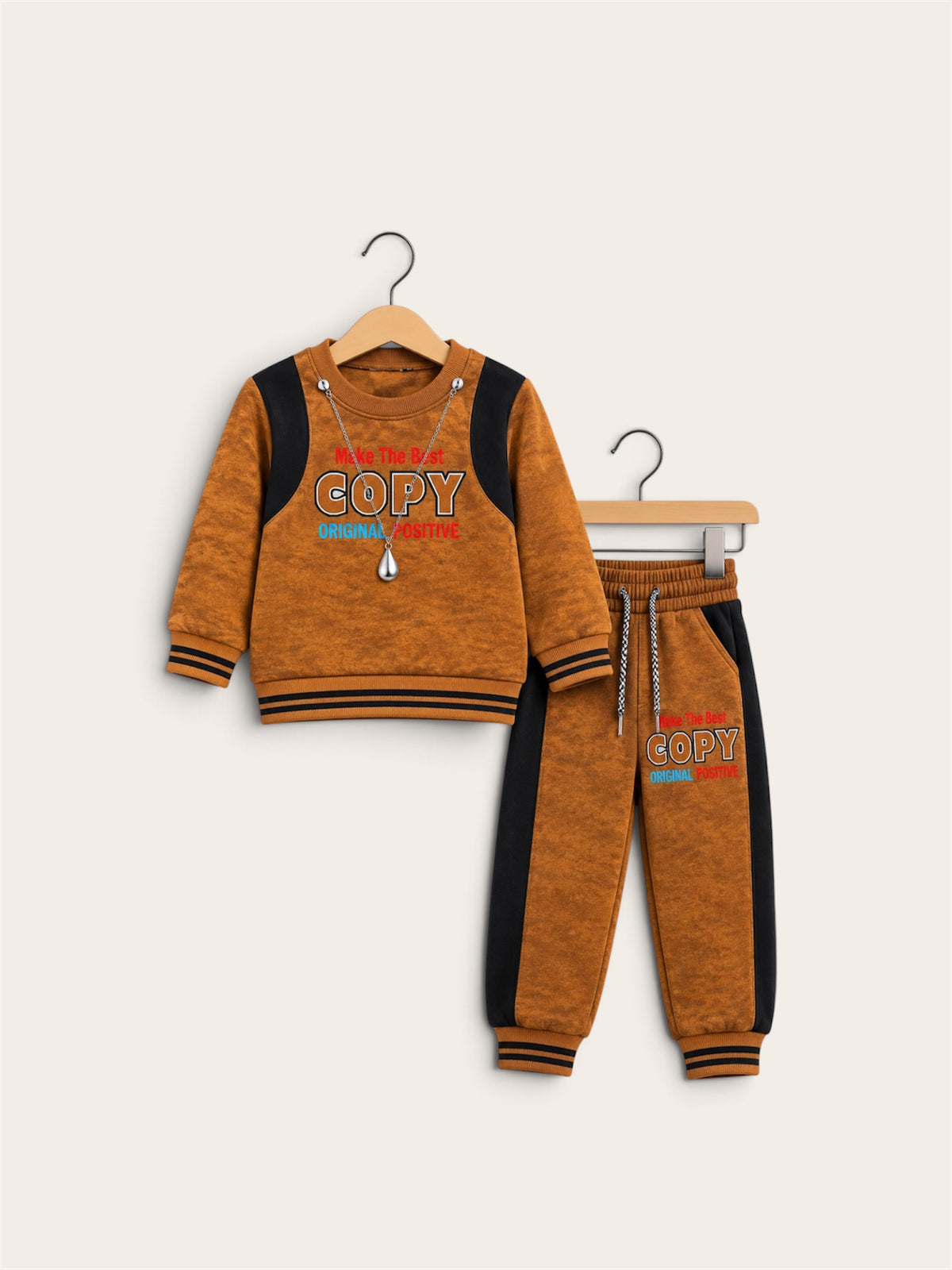 Boys Premium 2-Piece Color Block Printed Winter Tracksuit