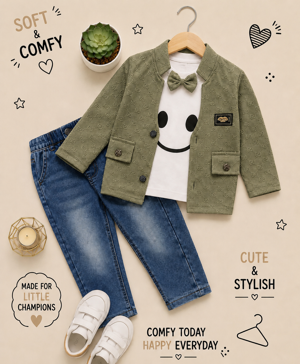 Little Gentleman 3-Piece Blazer & Denim Set 🖤✨