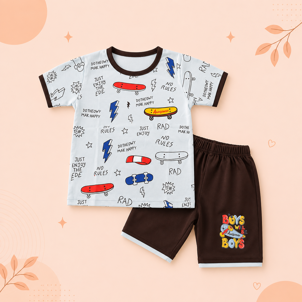 Boys Skateboard Graphic T-Shirt & Shorts Set