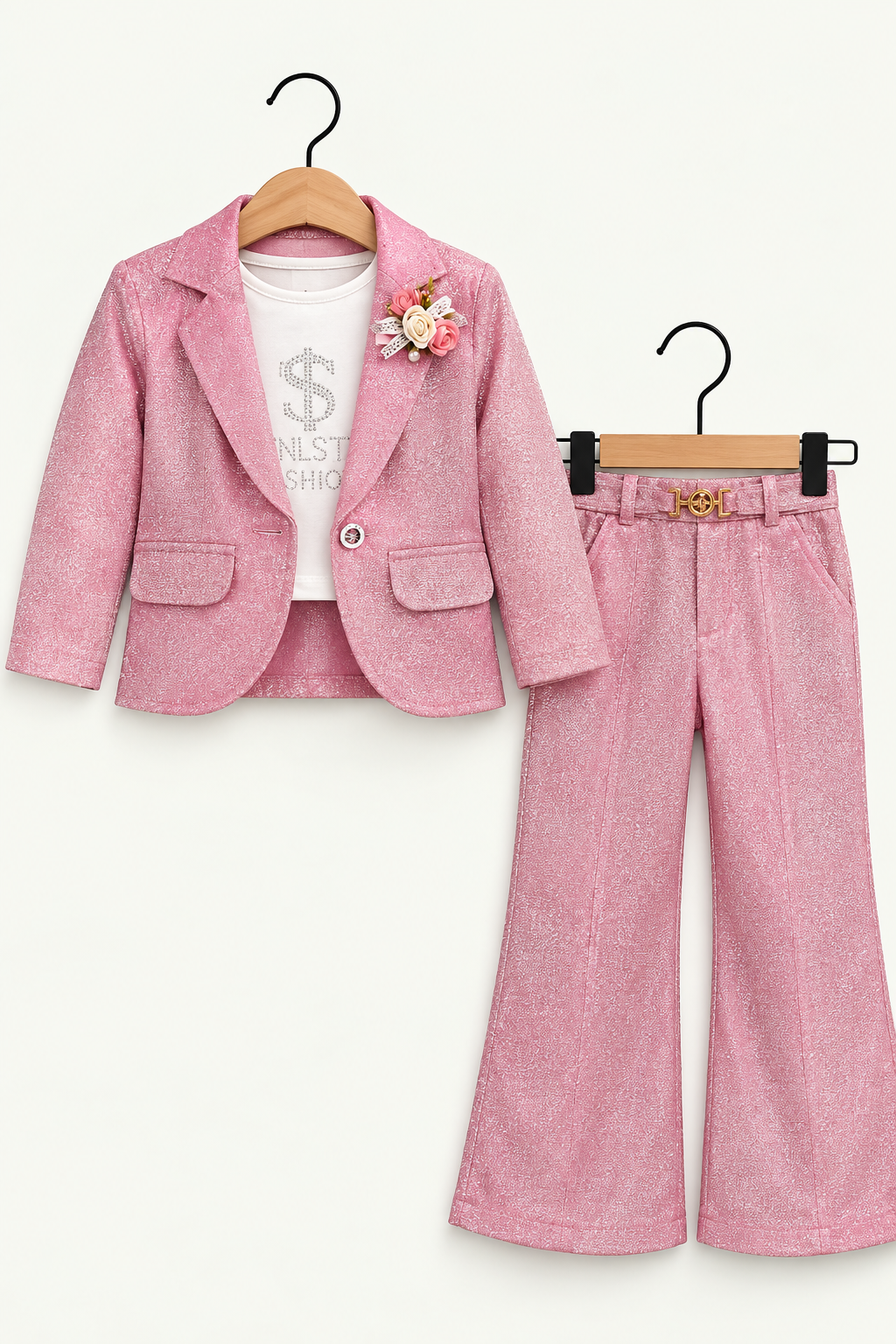 Girls Sparkle Blazer & Wide-Leg Pants 3-Piece Set ✨