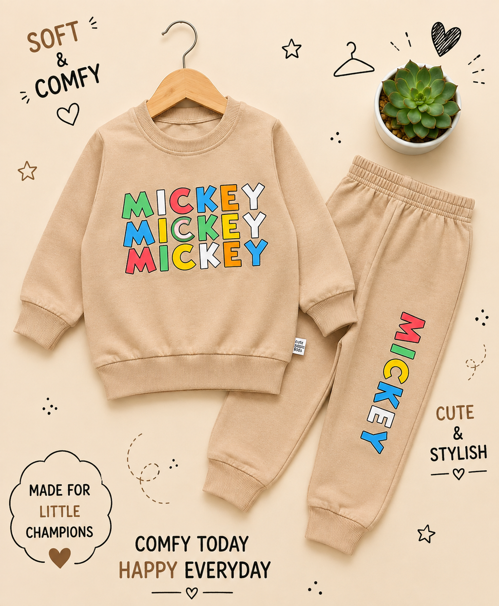 🌈 Mickey Color Pop Kids Winter Sweatshirt & Jogger Set