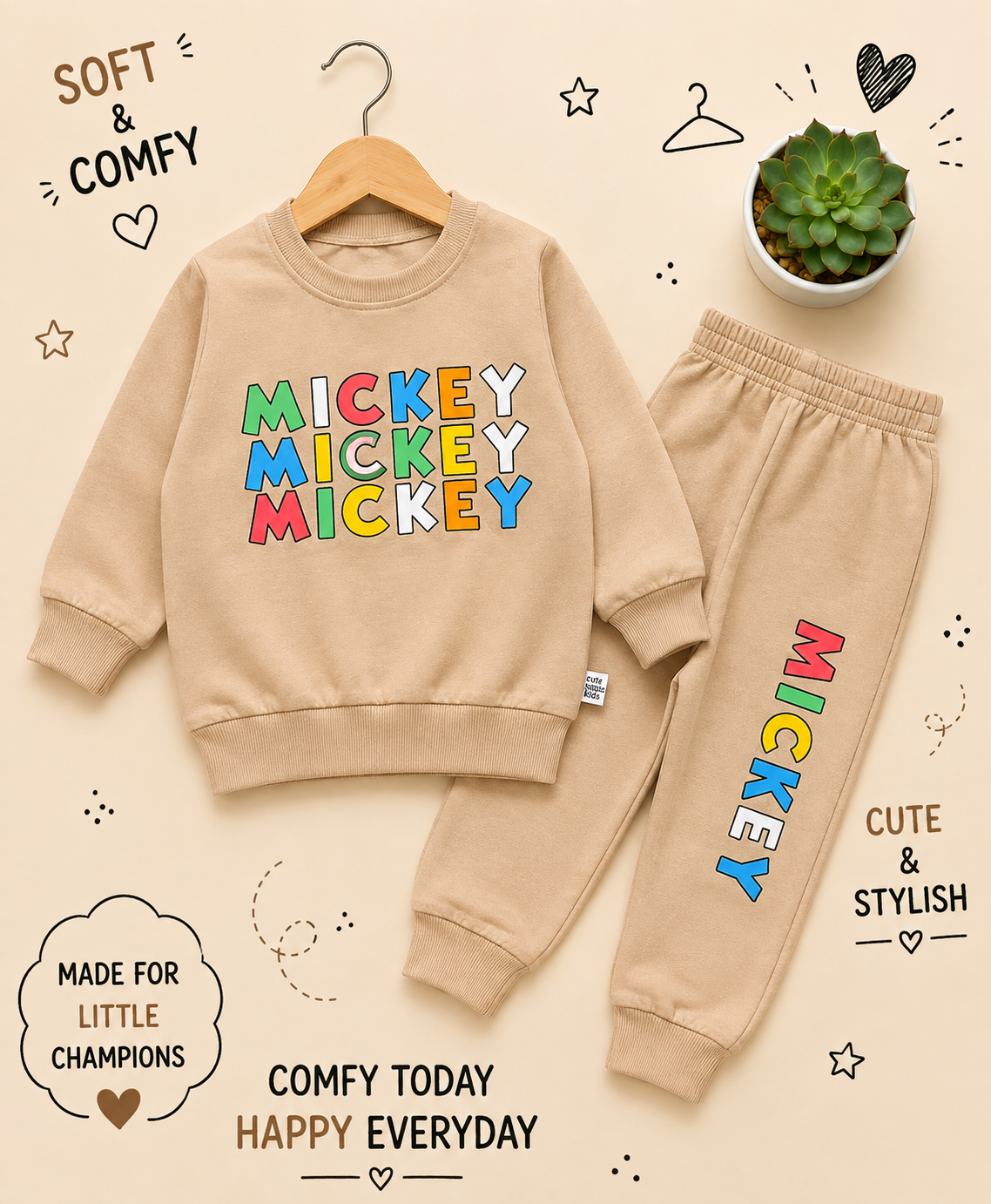 🌈 Mickey Color Pop Kids Winter Sweatshirt & Jogger Set