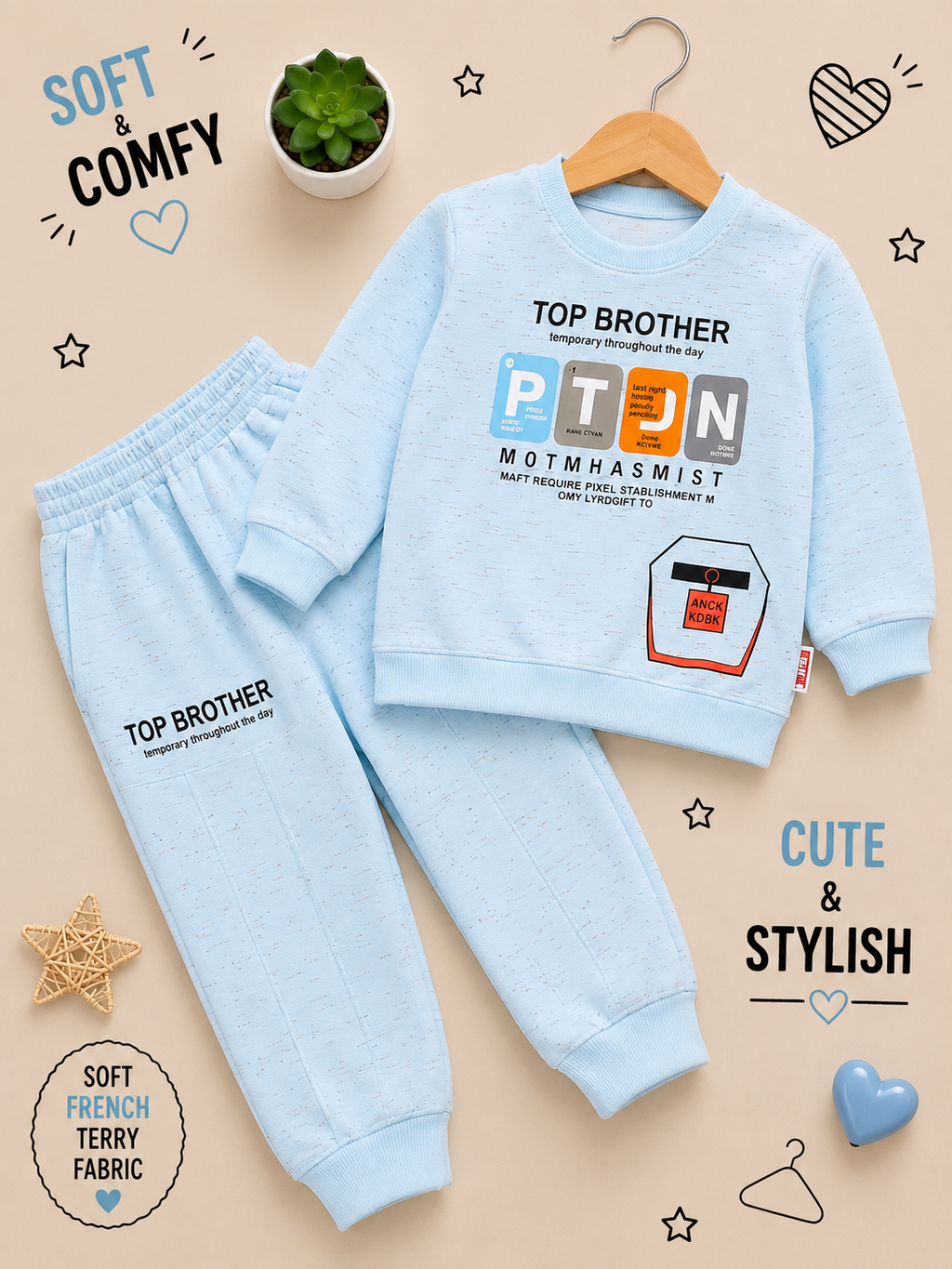 Boys Top Brother French Terry Tracksuit Set