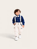Boys Premium Formal Shirt & Cargo Pant Set with Suspenders and Bow Tie – 2 Colors