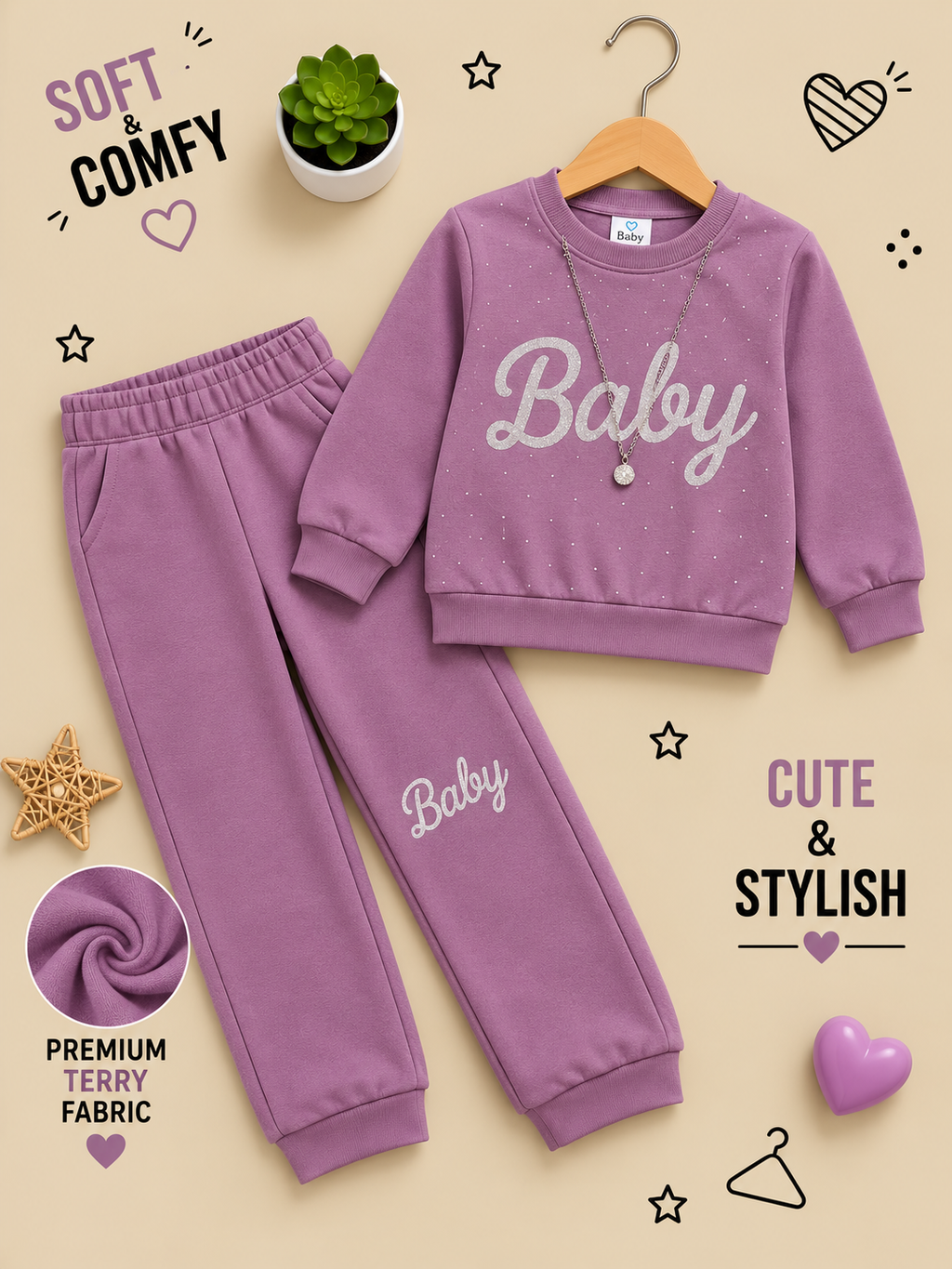 Baby Sparkle Premium Terry Tracksuit Set