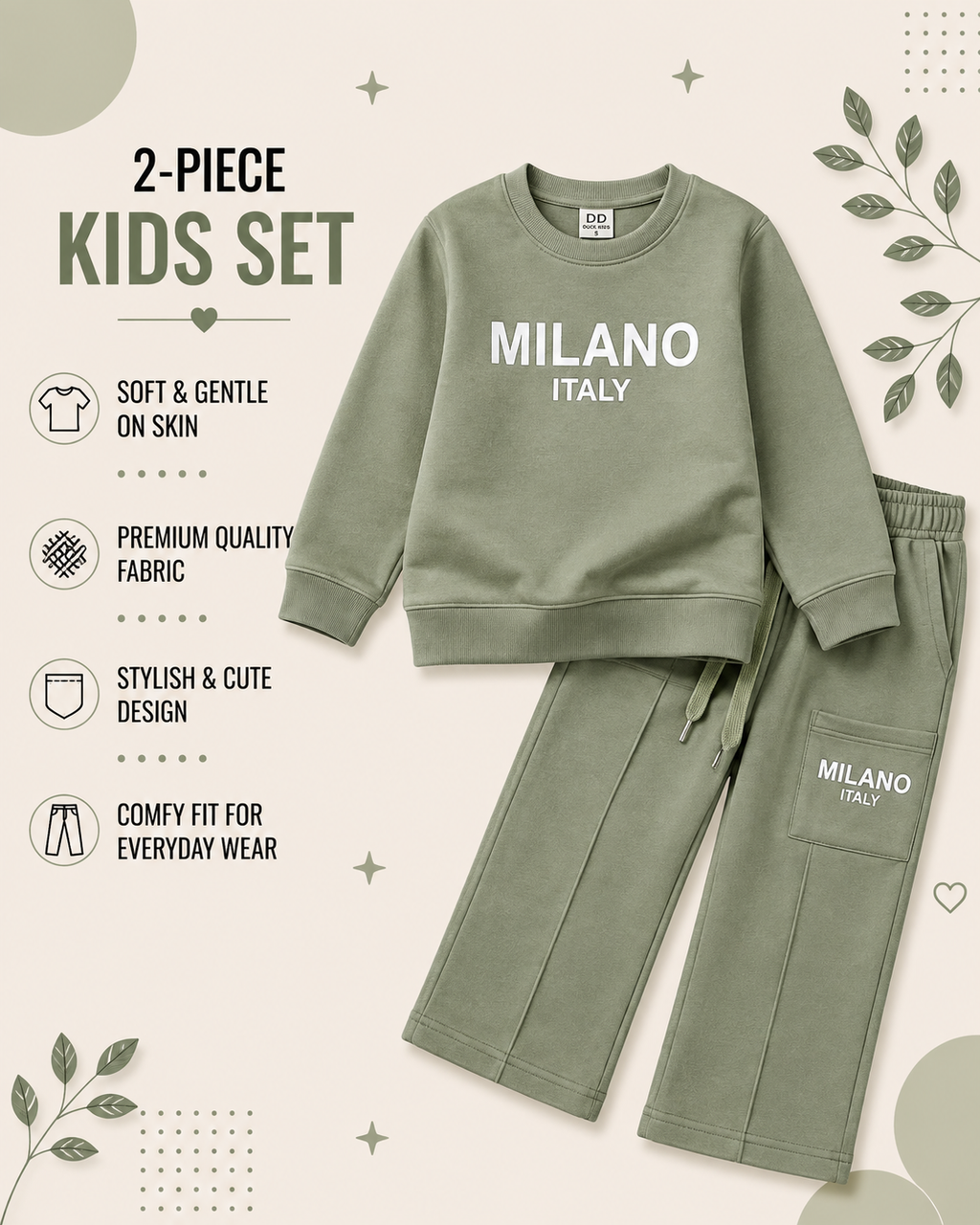 Milano Italy Premium 2-Piece Kids Sweatshirt & Trouser Set