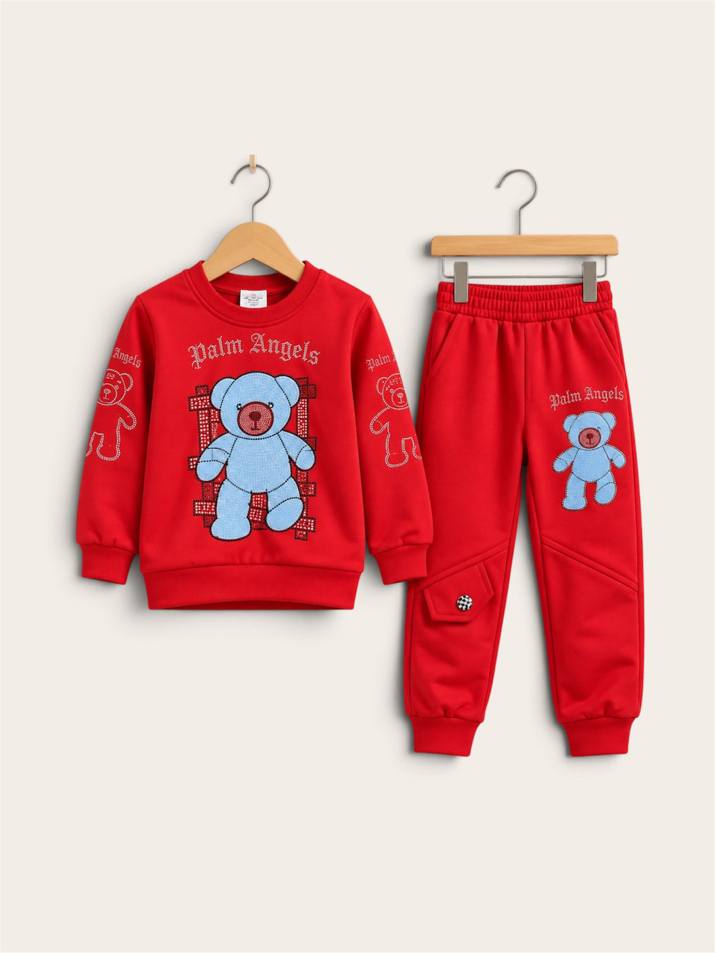 Kids Teddy Bear Printed Sweatshirt & Jogger 2-Piece Set