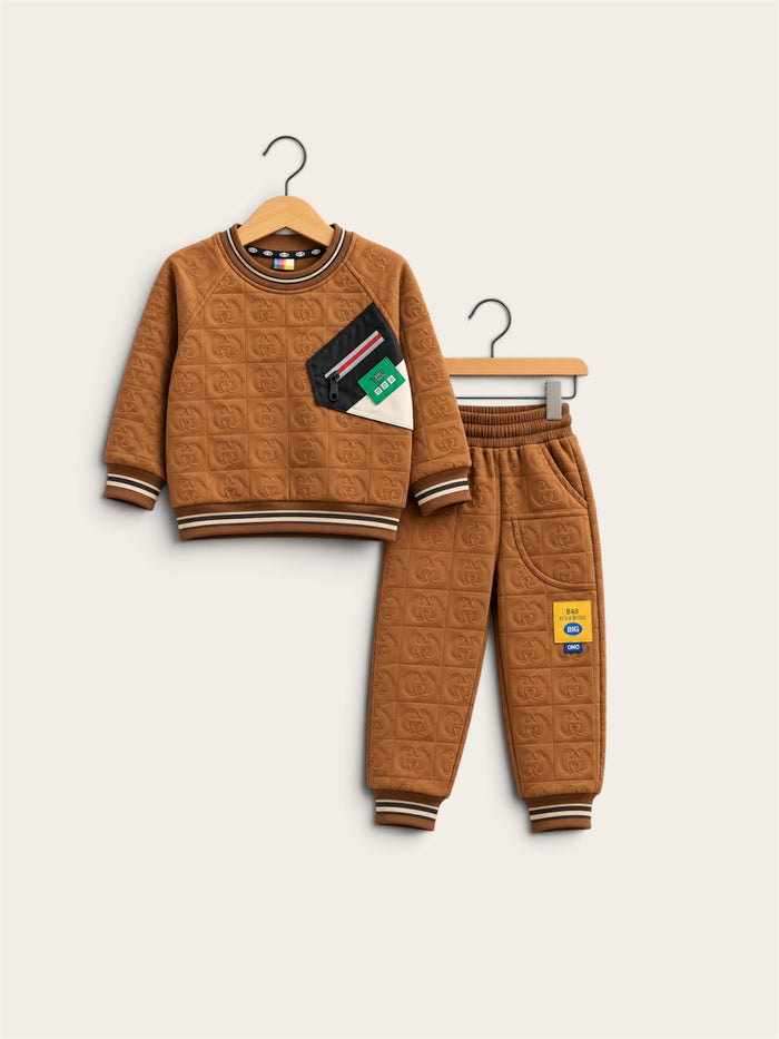 Premium Embossed Textured Boys 2-Piece Winter Tracksuit