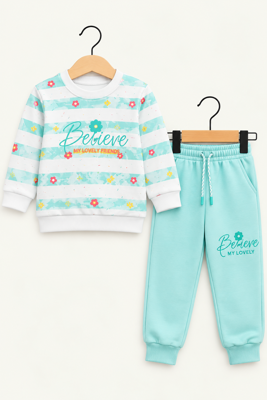 Believe Floral Girls Comfy 2-Piece Tracksuit Set