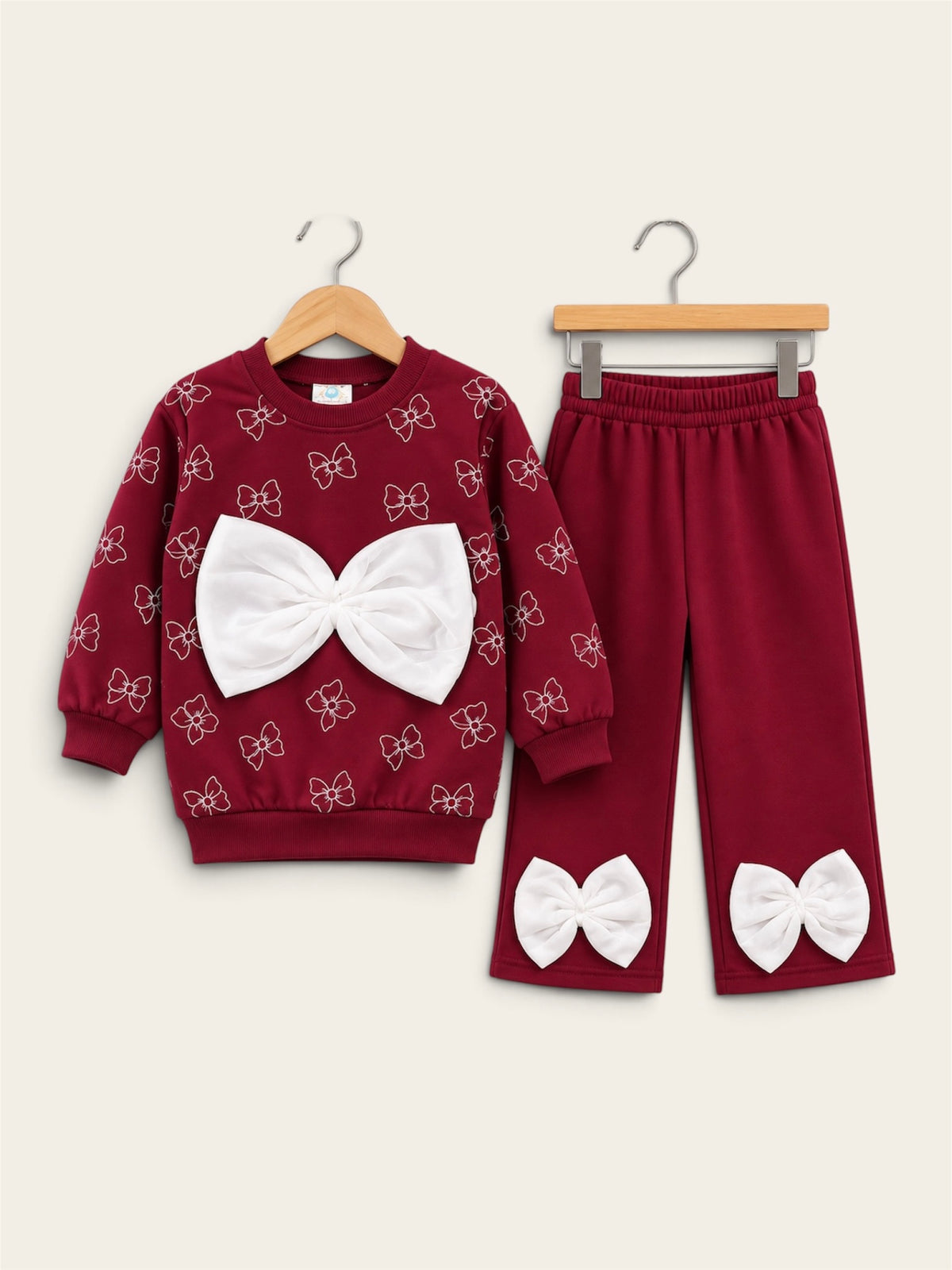 Oversized Bow French Terry Tracksuit – 2 Piece Set