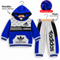 Kids Premium Winter Velour Hoodie & Jogger 2-Piece Tracksuit – Adidas Style (3 Colors)