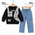 Boys Urban HIBRO French Terry Sweatshirt & Lycra Denim Cargo Pants Set 5-8years