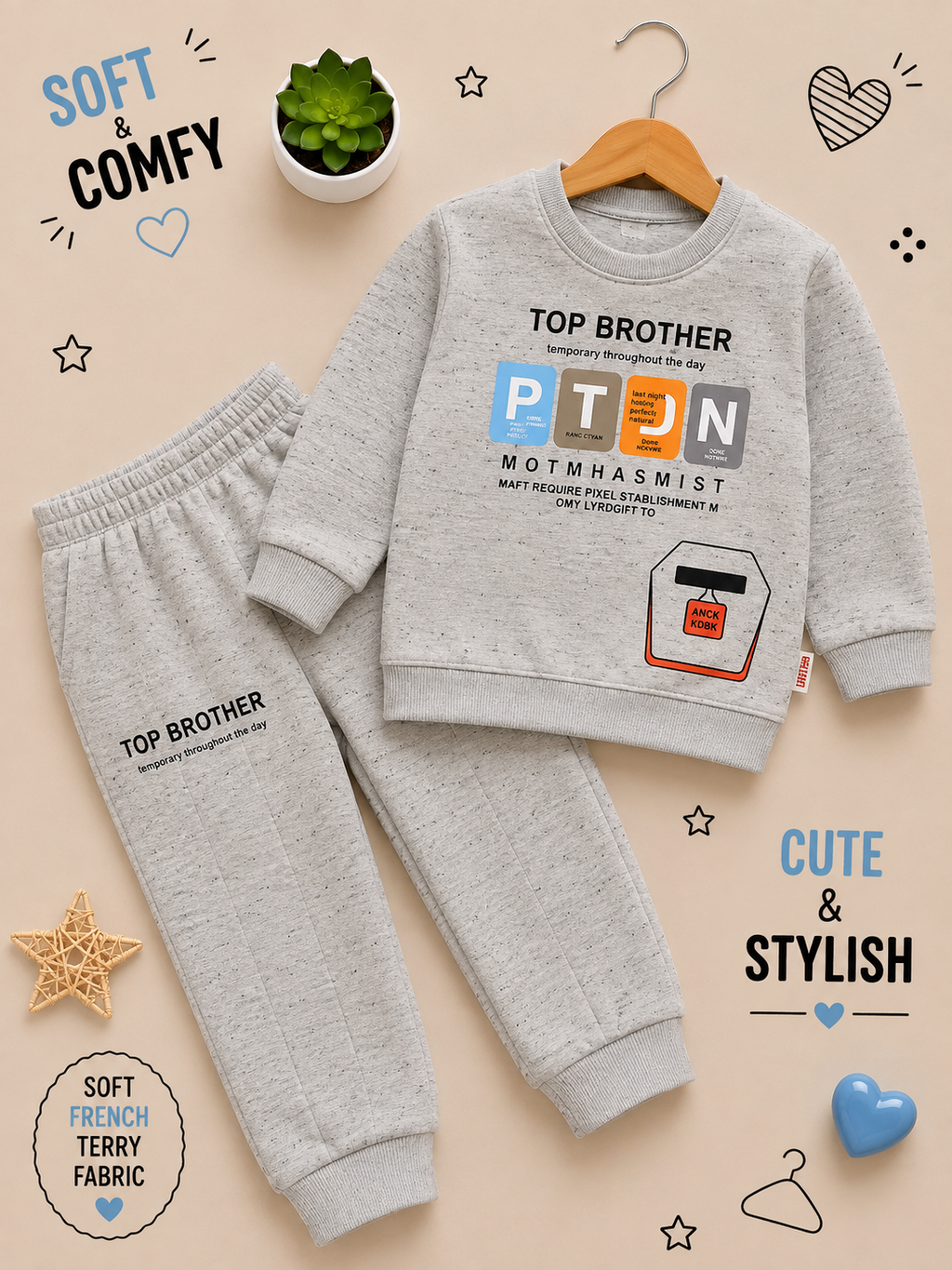 Boys Top Brother French Terry Tracksuit Set