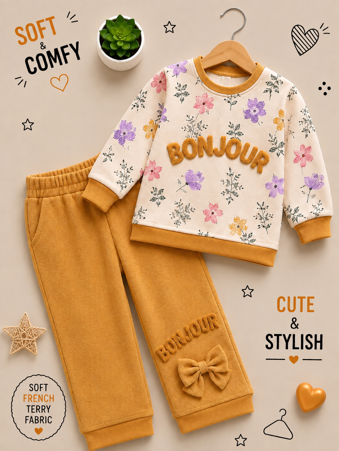 🌸 Girls Bonjour Floral French Terry Co-Ord Set