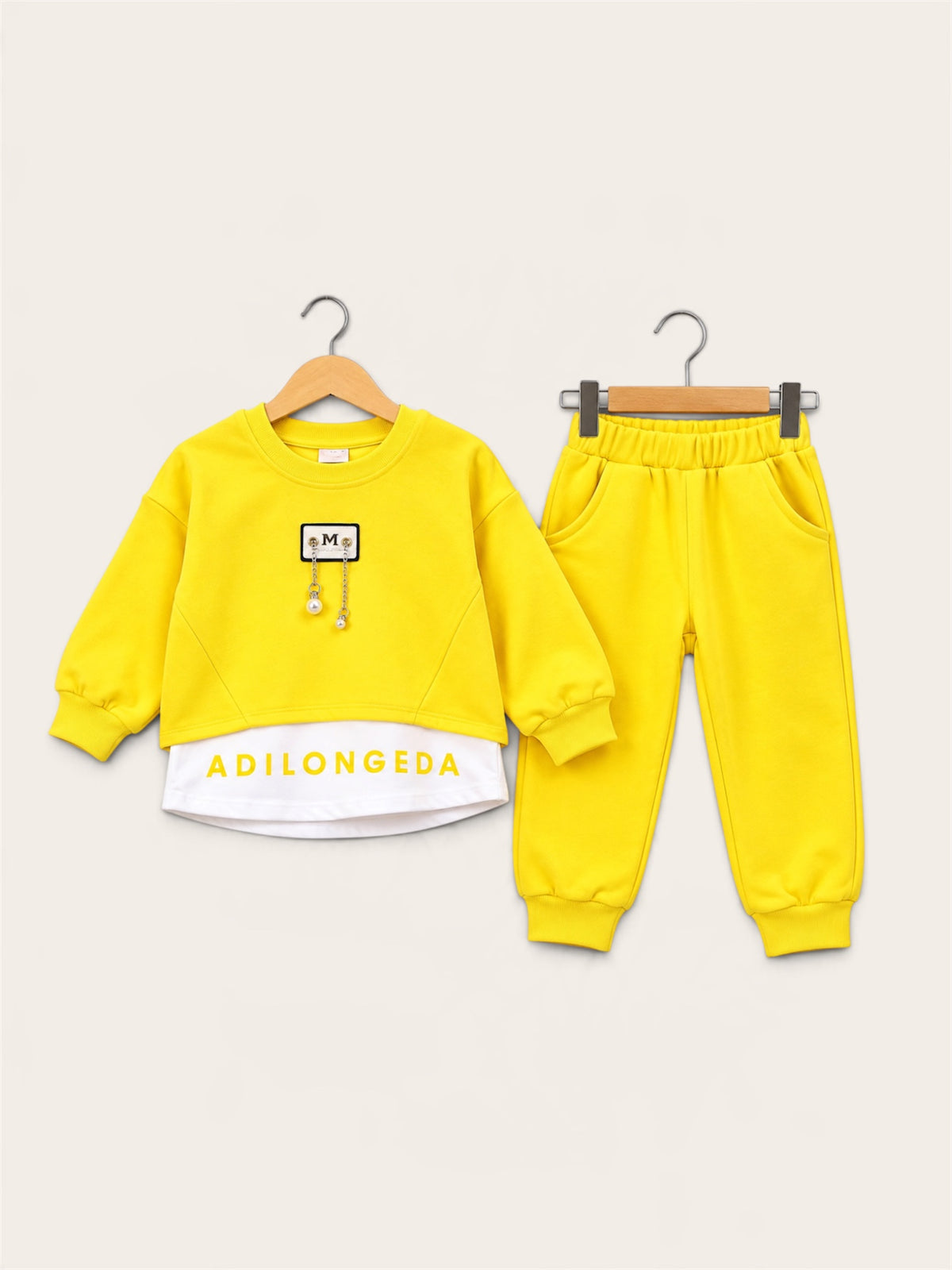 Girls Premium Layered Sweatshirt & Jogger Set 3 Piece