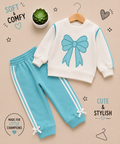Title: 🎀 Girls Bow Detail French Terry Tracksuit Set
