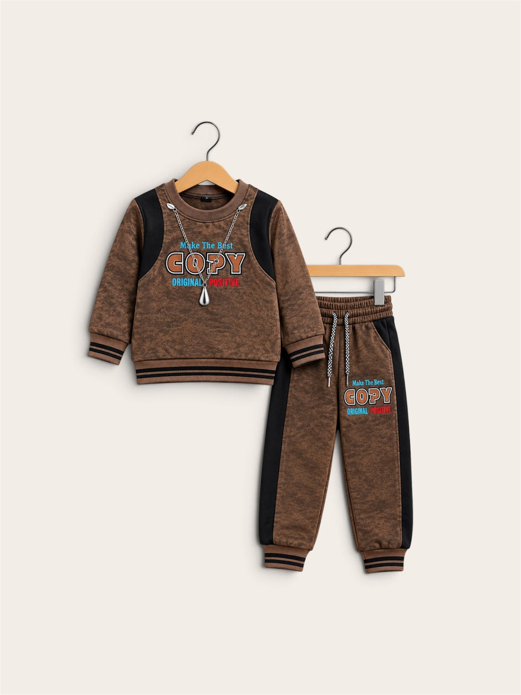 Boys Premium 2-Piece Color Block Printed Winter Tracksuit