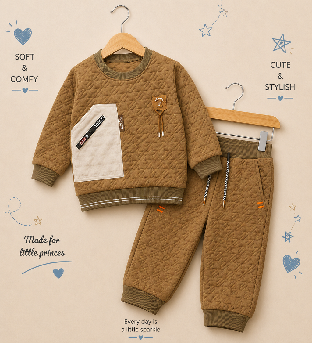 Imported Boys Premium Quilted Winter Tracksuit – 2 Piece Set