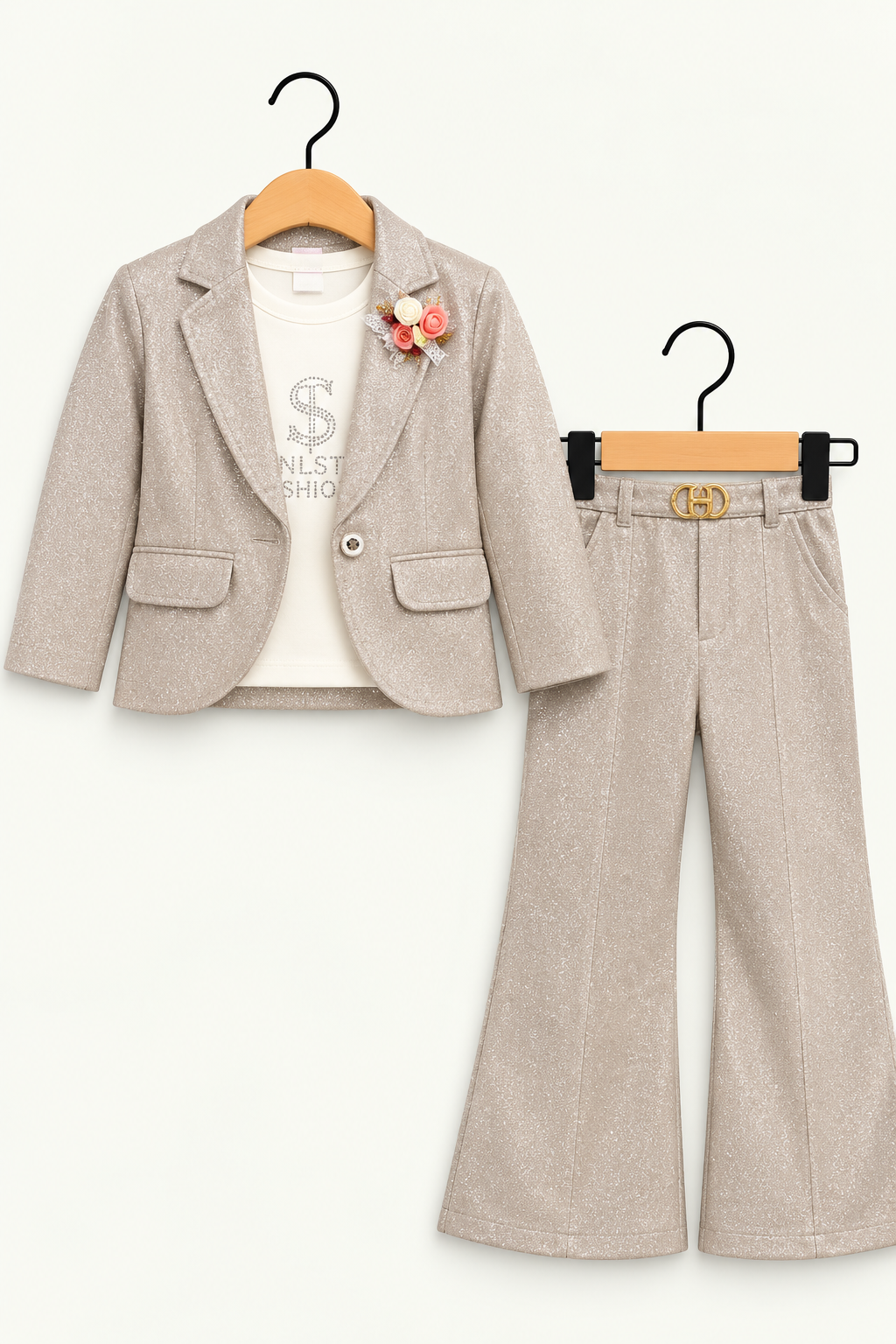 Girls Sparkle Blazer & Wide-Leg Pants 3-Piece Set ✨