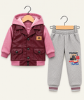Boys Hooded Leather Vest & Quilted Jogger 2-Piece Winter Set