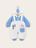 Cozy Dino Sherpa Hooded Baby Romper