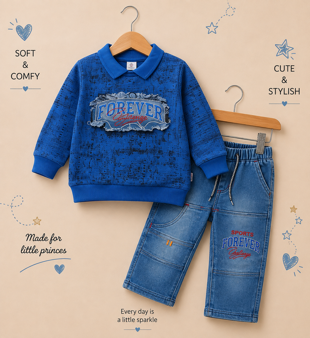 Boys Forever Challenge Premium Sweatshirt & Denim Jogger Set