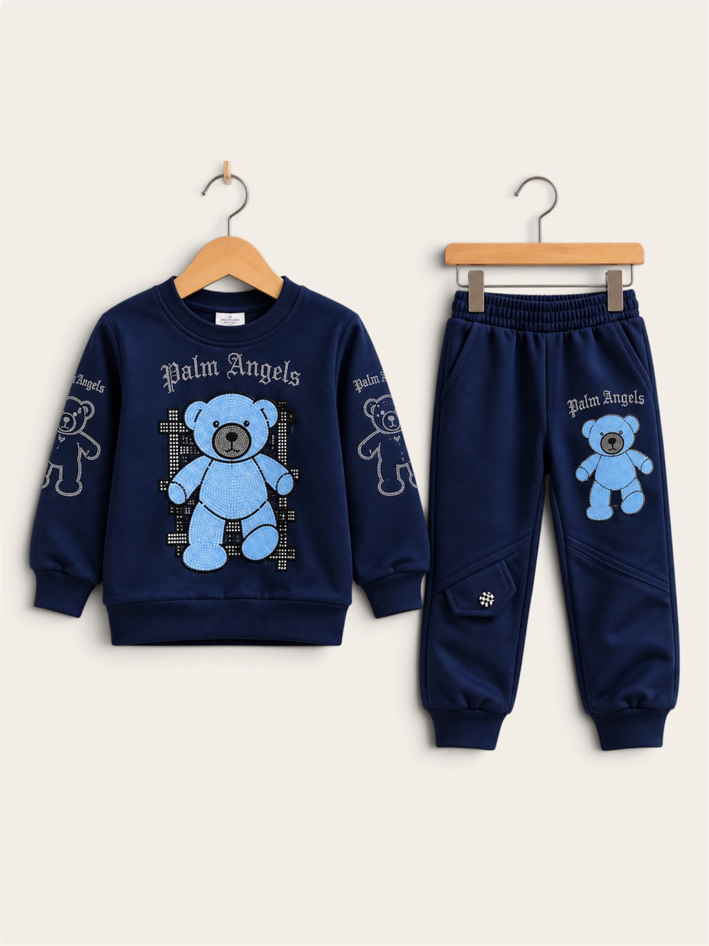 Kids Teddy Bear Printed Sweatshirt & Jogger 2-Piece Set