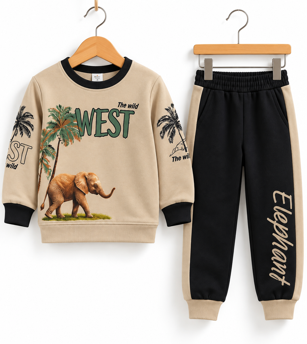 Boys Wild West Elephant Printed Sweatshirt & Jogger Set