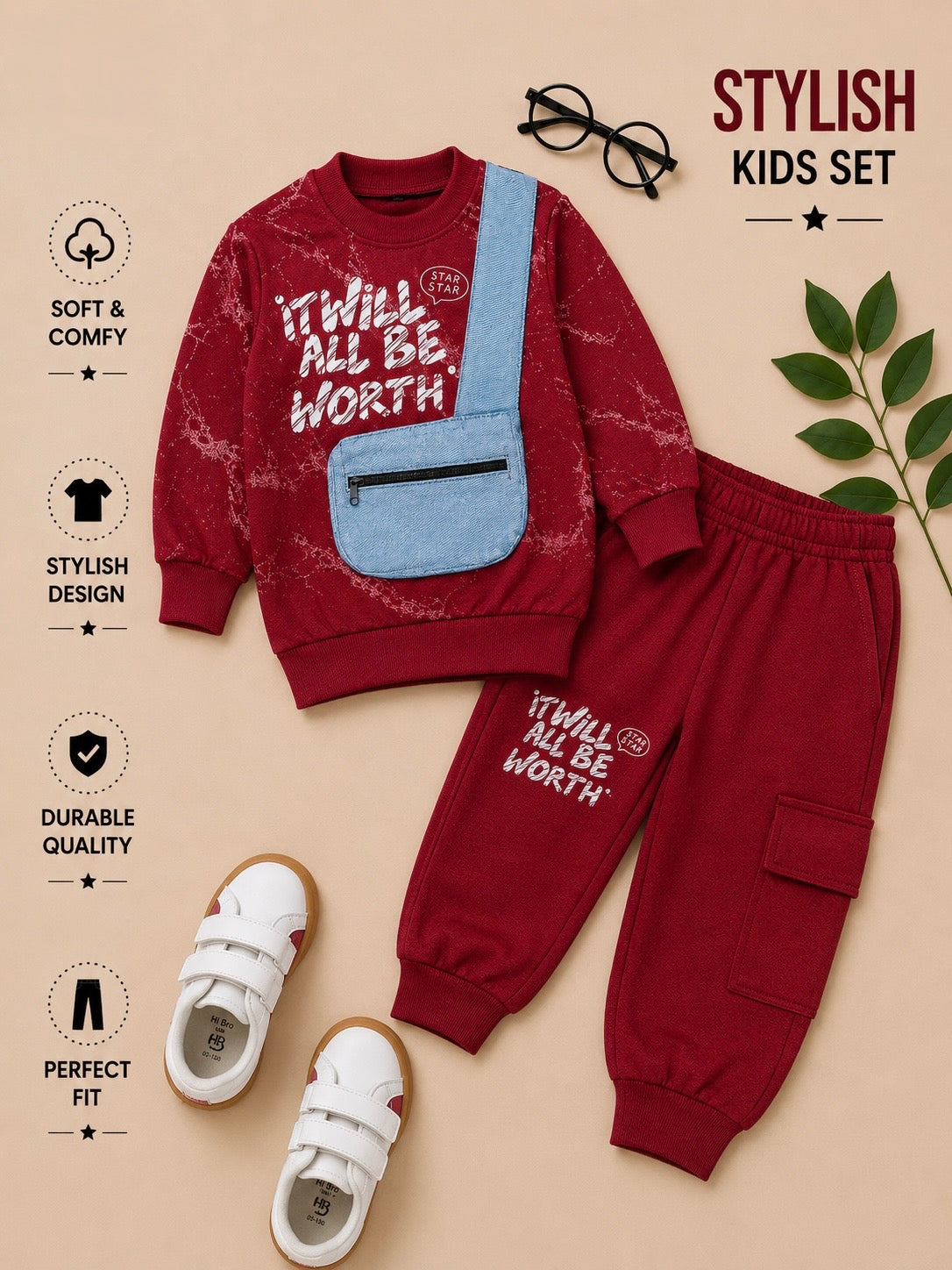 Urban Star Boys 2-Piece Crossbody Bag Tracksuit Set
