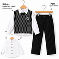 Boys Premium Layered Shirt & Lycra Denim Pant Set – Black & White