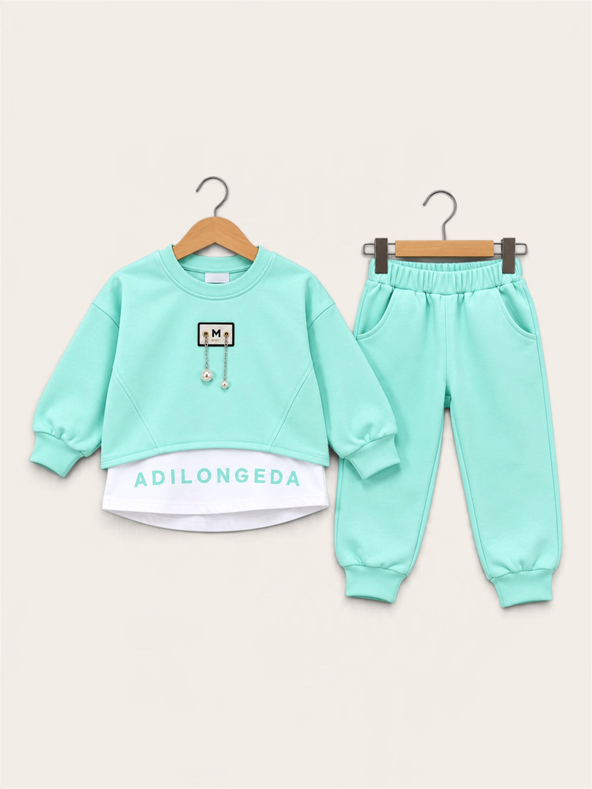 Girls Premium Layered Sweatshirt & Jogger Set 3 Piece
