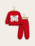 Girls 2-Piece Butterfly Teddy Furr Tracksuit Set – Sweatshirt & Matching Jogger Pants
