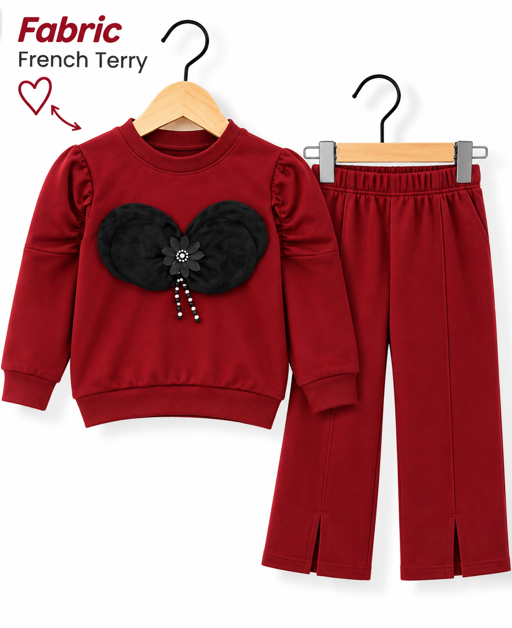 Girls 3D Butterfly Bow French Terry Co-Ord Set