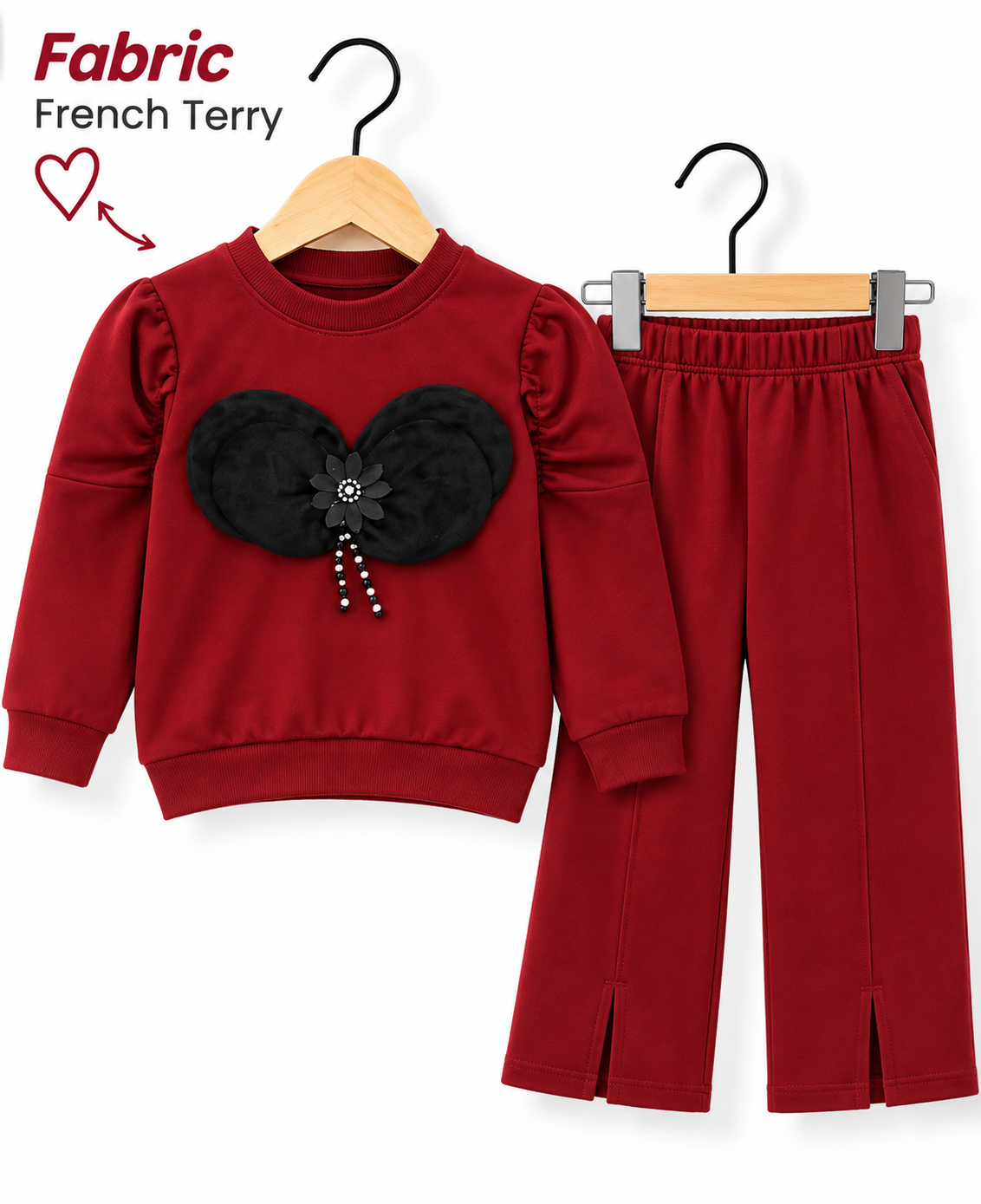 Girls 3D Butterfly Bow French Terry Co-Ord Set