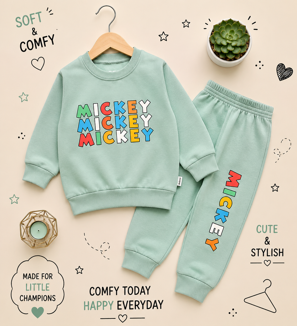 🌈 Mickey Color Pop Kids Winter Sweatshirt & Jogger Set