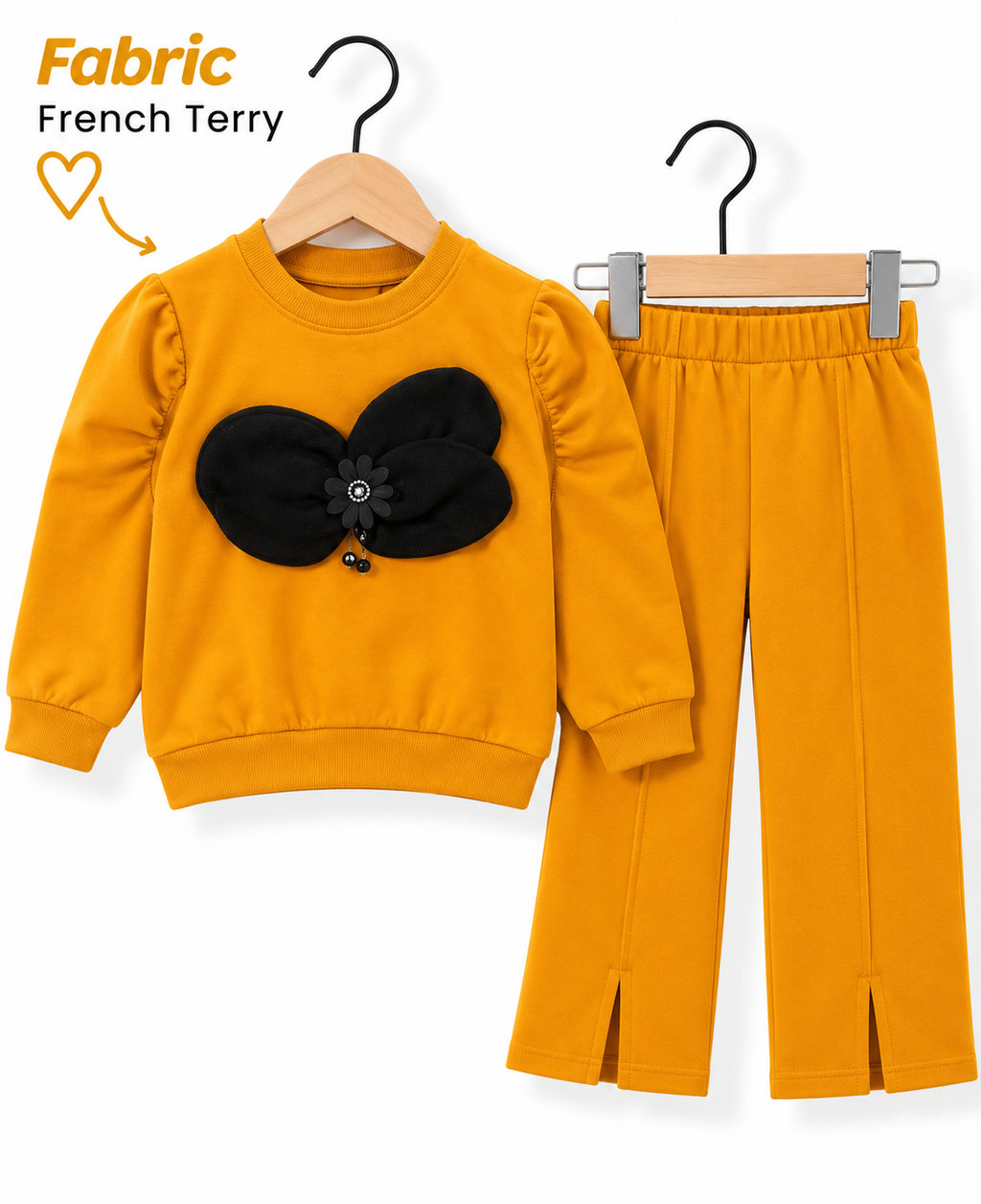 Girls 3D Butterfly Bow French Terry Co-Ord Set
