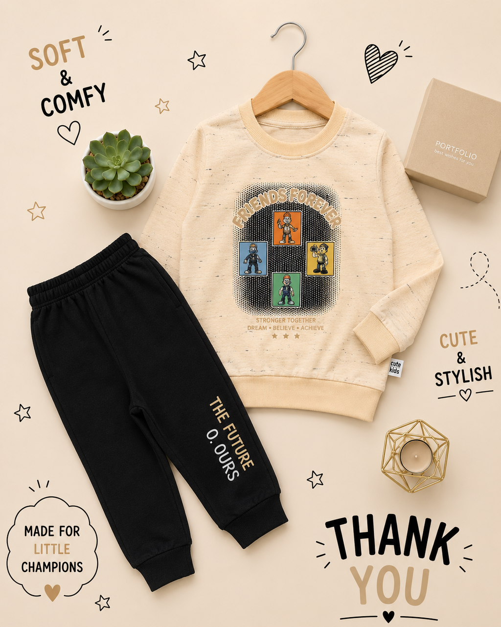 ⭐ Friends Forever Kids Winter Sweatshirt & Jogger Set