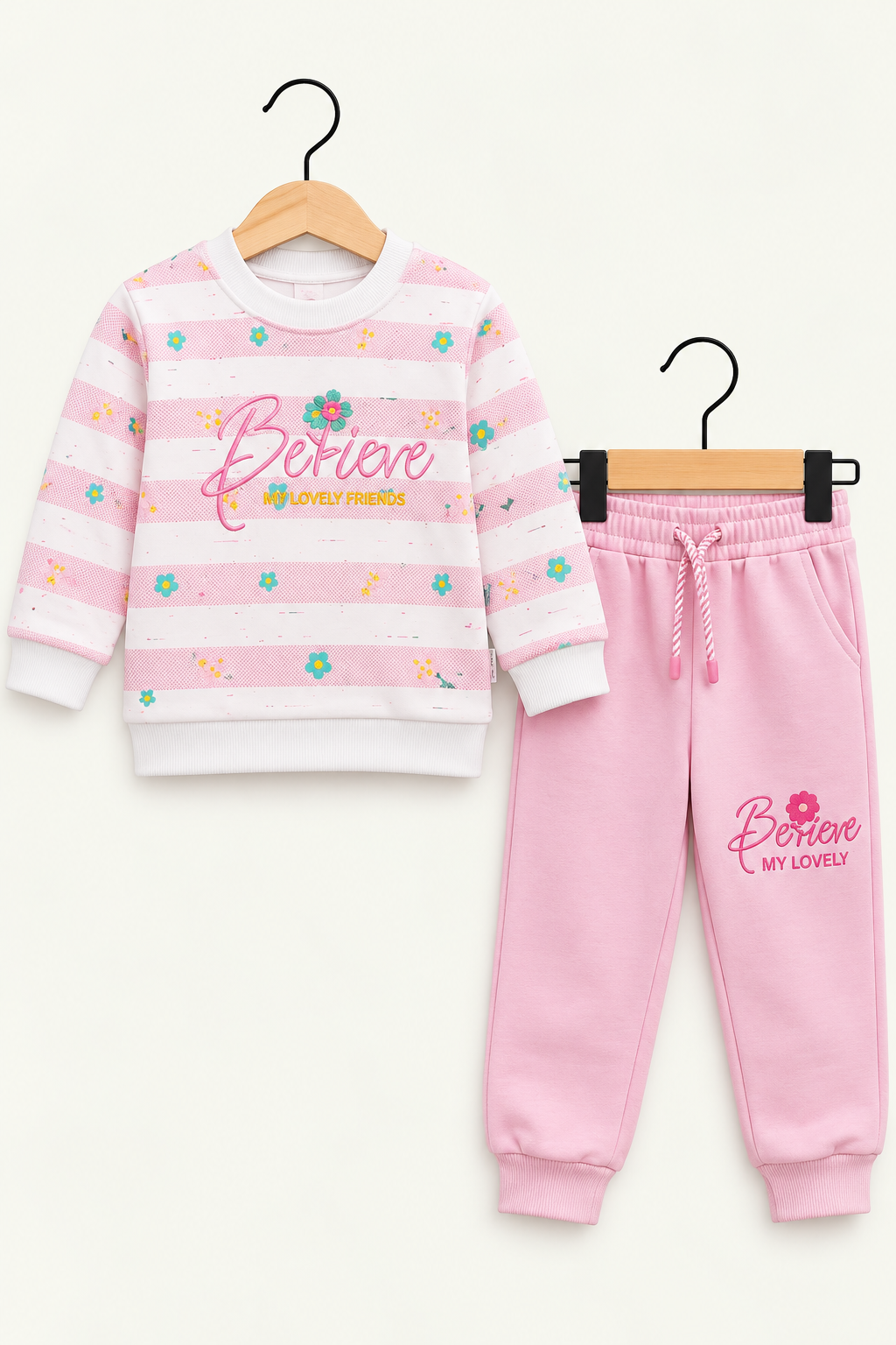 Believe Floral Girls Comfy 2-Piece Tracksuit Set