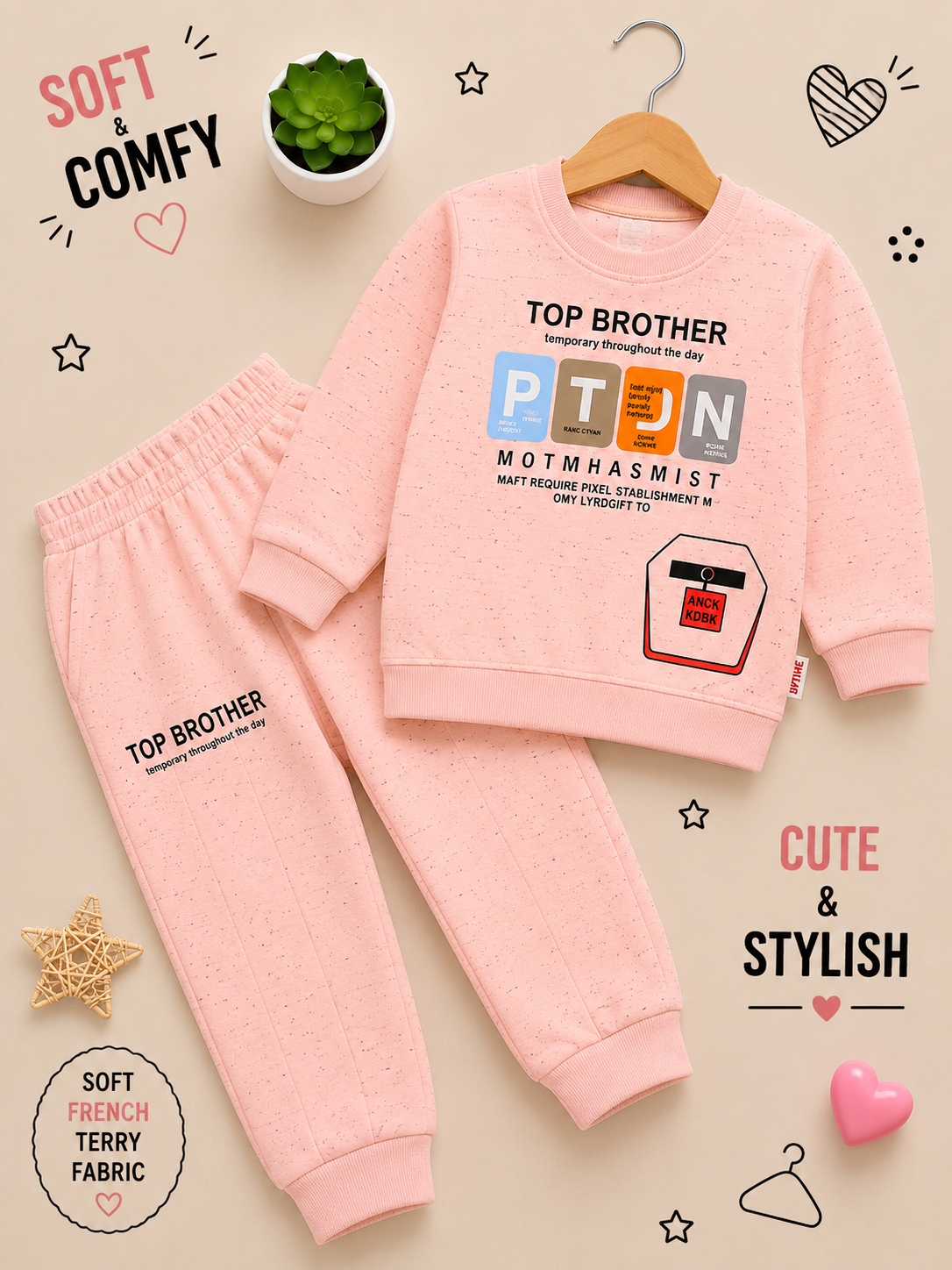 Boys Top Brother French Terry Tracksuit Set