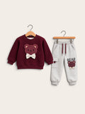 Kids Premium Teddy Bear Quilted Sweatshirt & Jogger Set