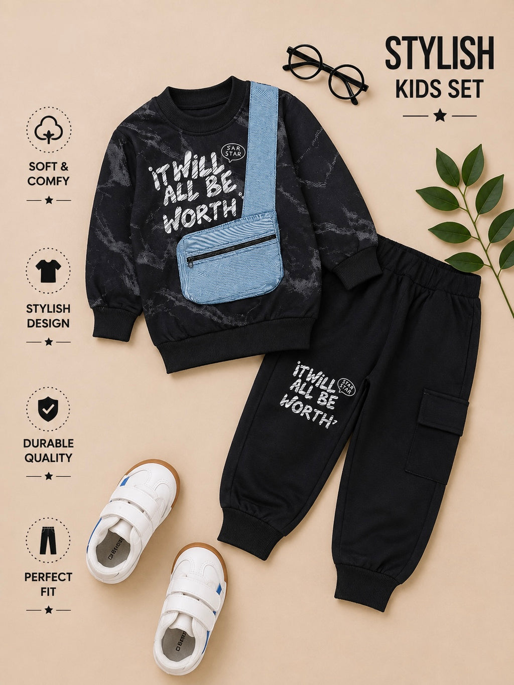 Urban Star Boys 2-Piece Crossbody Bag Tracksuit Set