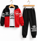 Boys Red & Black Hooded 3-Piece Tracksuit Set