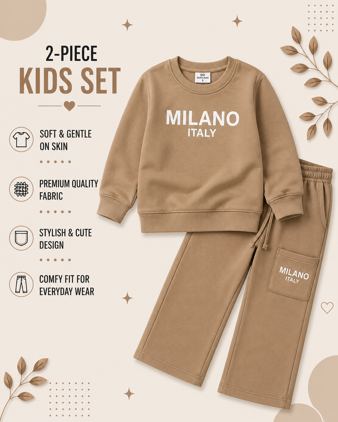 Milano Italy Premium 2-Piece Kids Sweatshirt & Trouser Set