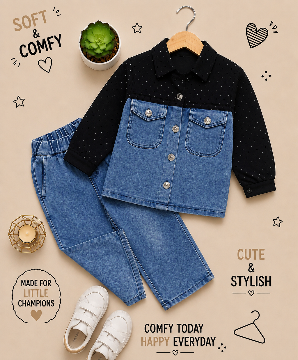 Denim Duo Pocket Shirt & Pants Set 💙