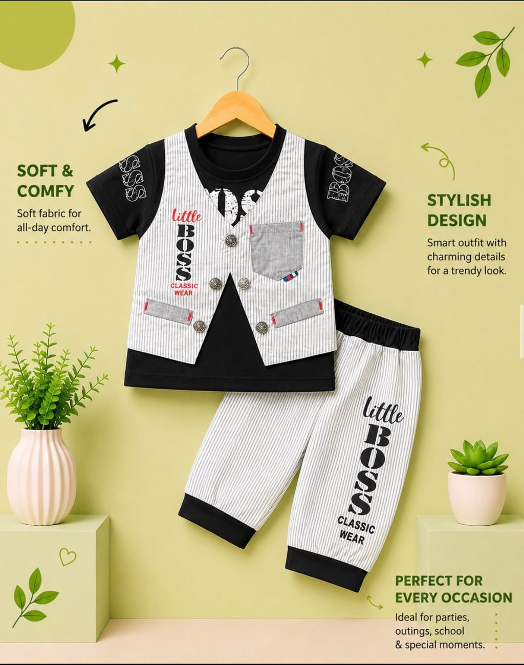 Little Boss Classic 3-Piece Boys Outfit Set