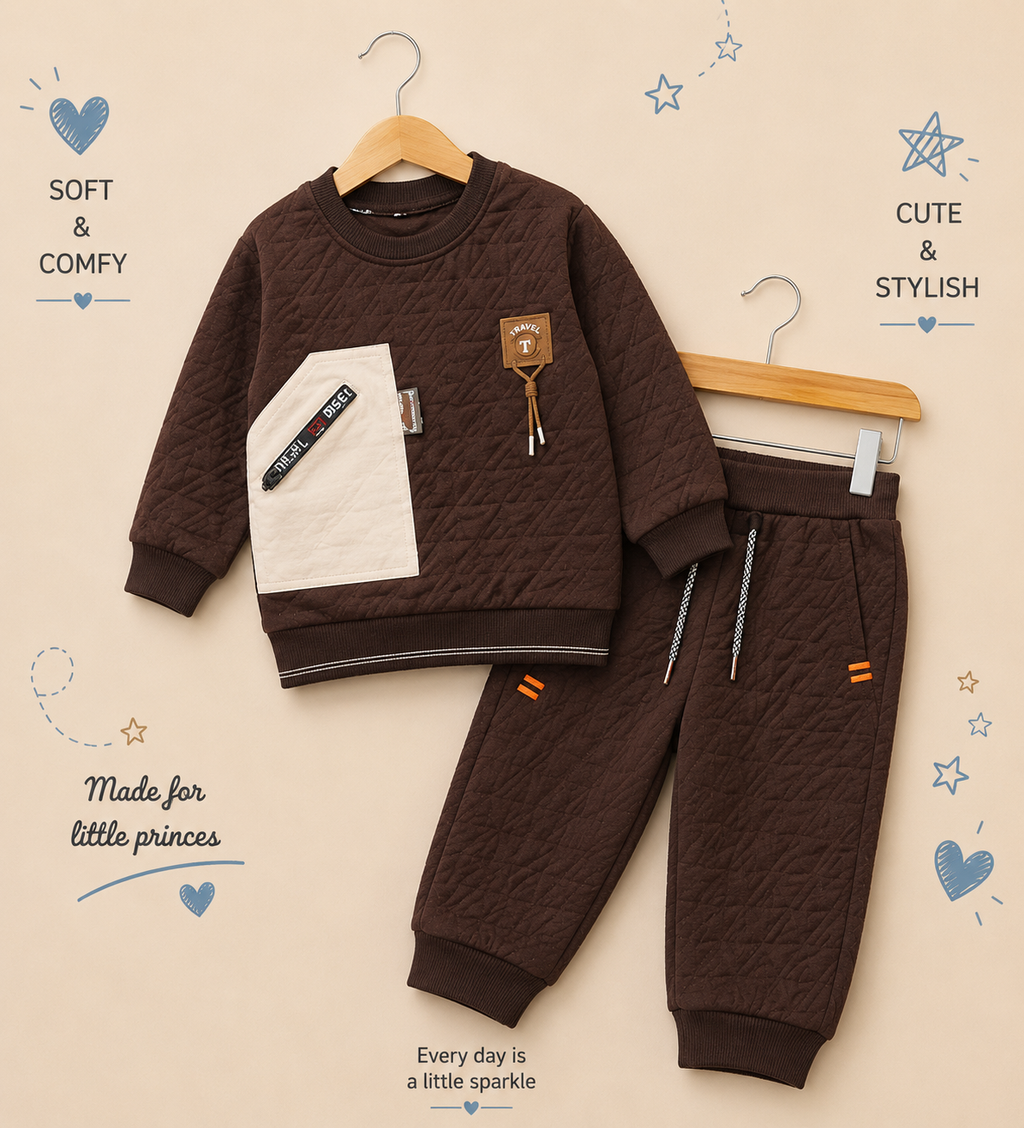 Imported Boys Premium Quilted Winter Tracksuit – 2 Piece Set