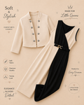 Elegant Two-Tone Girls Jumpsuit with Blazer – Black & Lavender